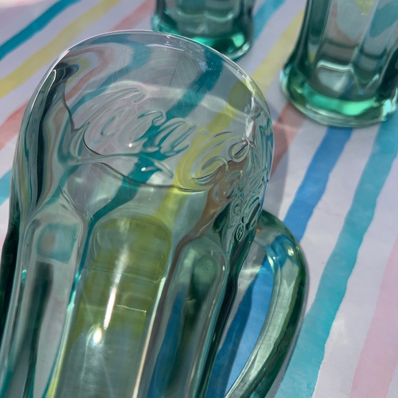 Vintage Libbey Coca Cola Green Glass Mug Set - Picture 3 of 11